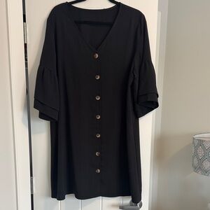 Amazon Black Midi Dress with Button Detail